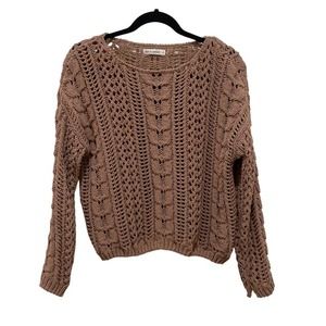 Moon & Madison Dusty Pink Crochet Sweater Small